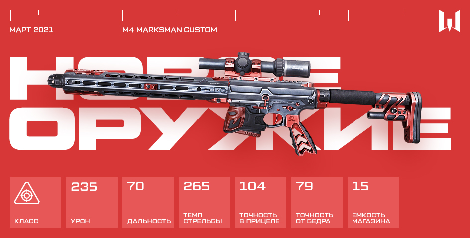 Награды в новом боевом пропуске. Полуавтоматическая снайперская винтовка M4 Marksman Custom